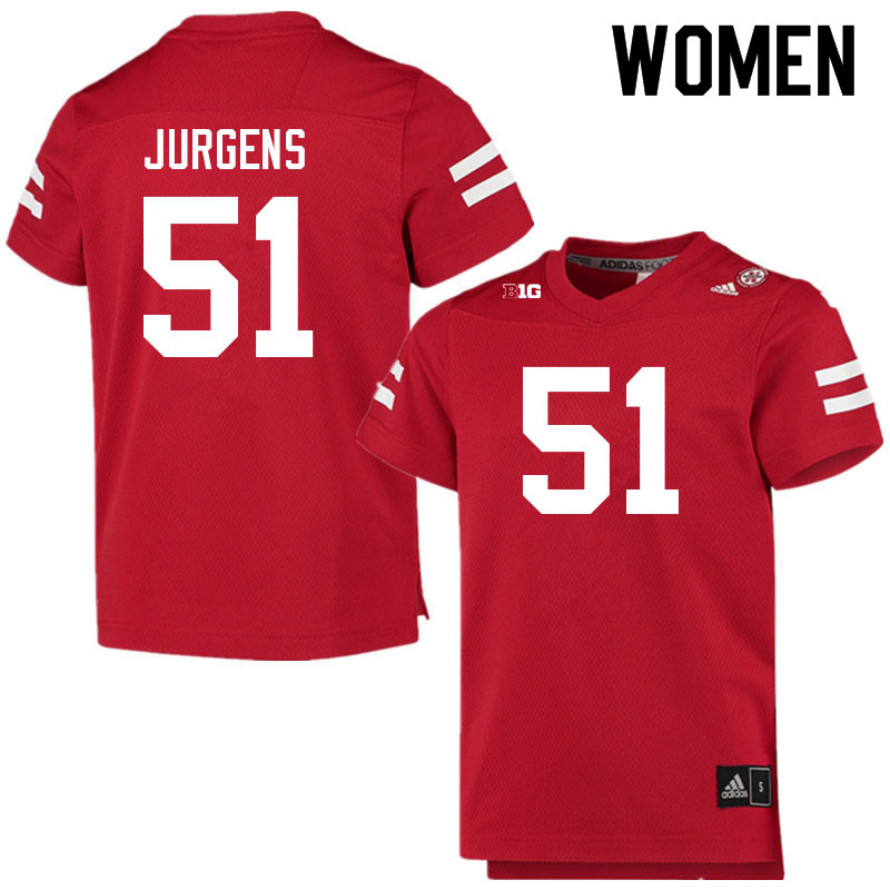 Women #51 Cam Jurgens Nebraska Cornhuskers College Football Jerseys Sale-Scarlet - Click Image to Close